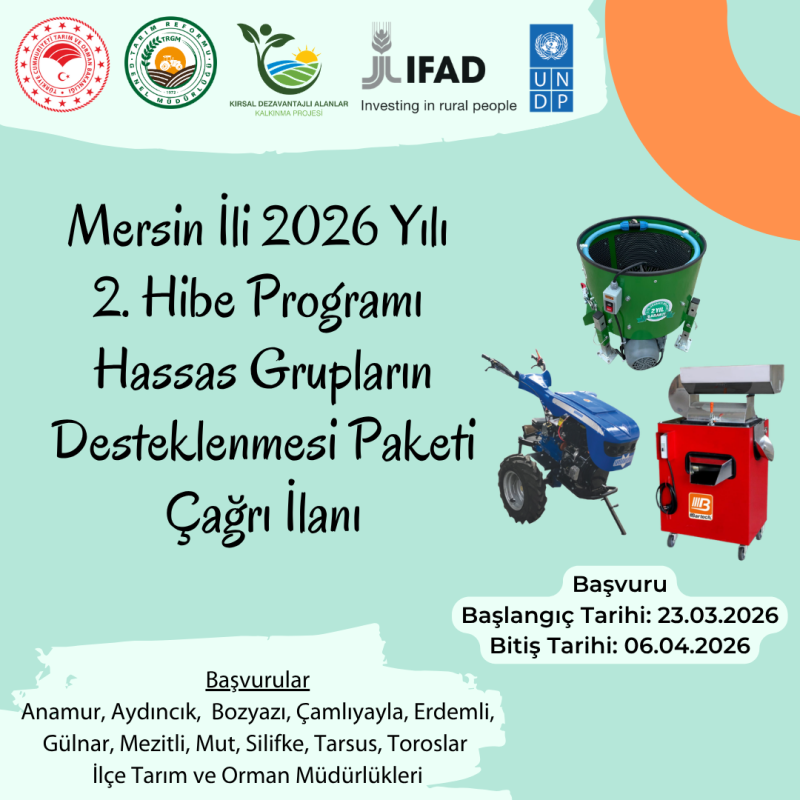 Mersin Çiftçi Destekleme Hibe Başvurularında Son Günler